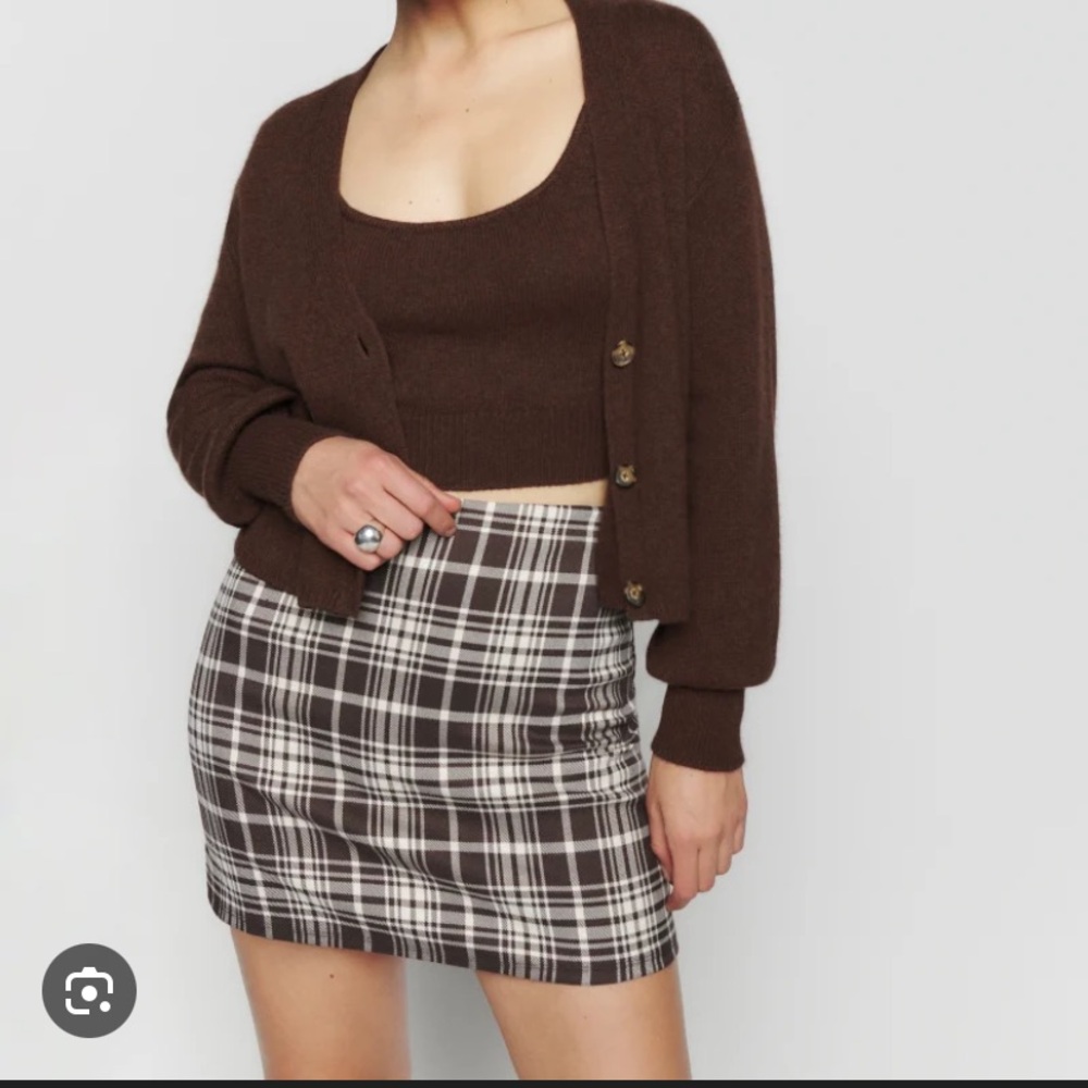 Reformation Brown Cropped Cardigan & Tank Set